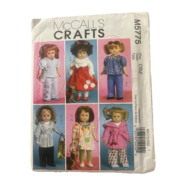 McCalls Crafts Doll Clothes M6137 Sewing Pattern Craft Uncut 12 Pieces Outfits - Picture 1 of 2